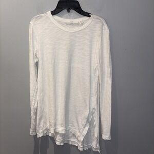 WILT Long Sleeve Asymmetric Slouchy‎ Tee in White Women's Sz XS